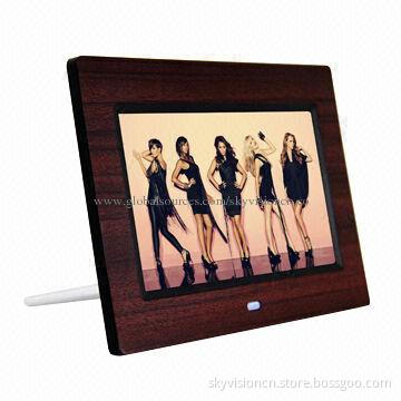 7-inch Wooden/Leather Digital Photo Frame, Multimedia Function with Slim Body